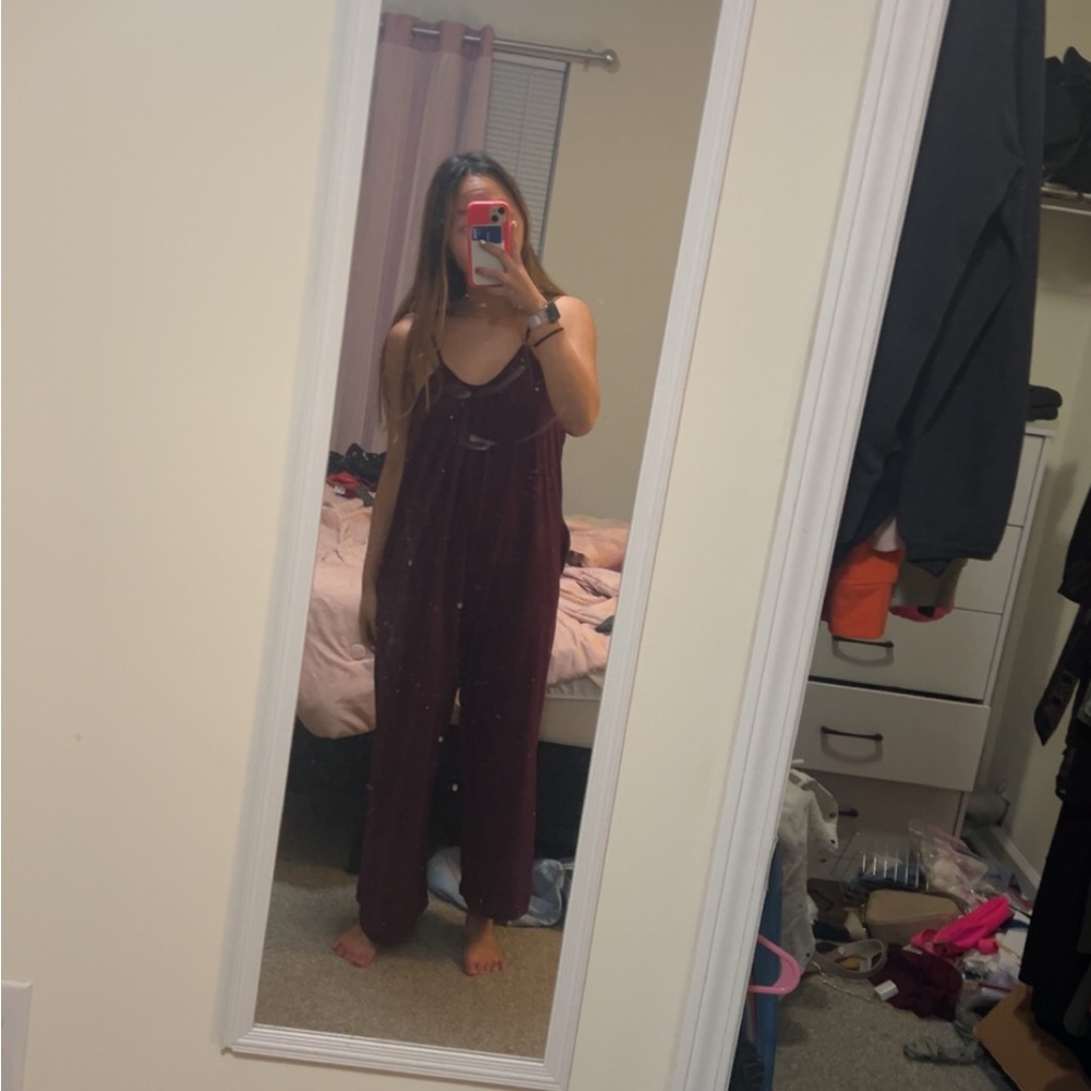 Burgundy Sleeveless Jumpsuit